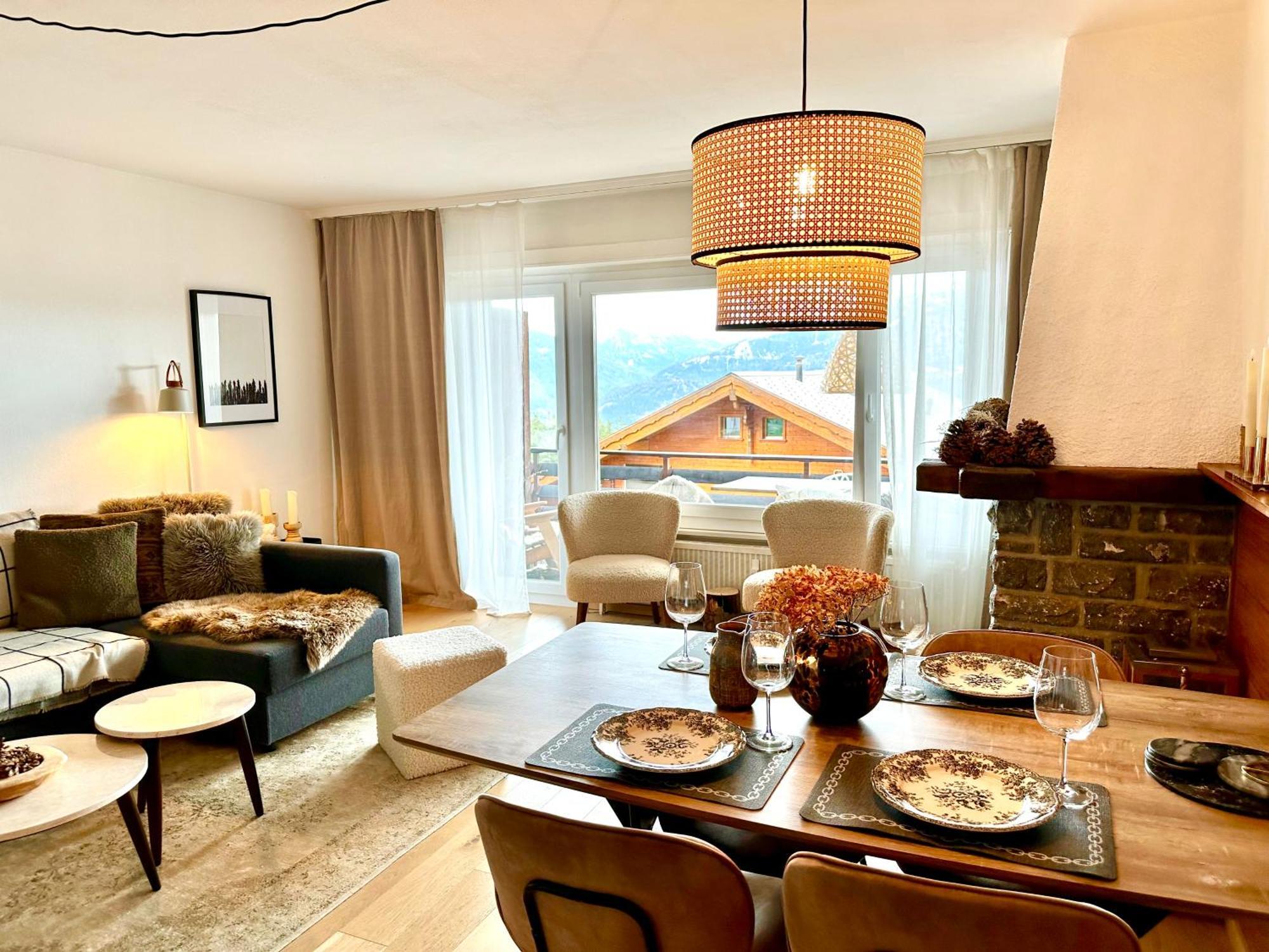 Window On Crans Montana, Appartement Avec Vue Sur Les Alpes Exterior photo